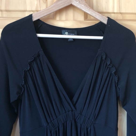 AB Studio Mock Wrap Figure Flattering Tie Back Dress Size M - Picture 2 of 6